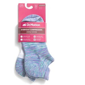 DR MOTION Blue 2pk Spacedye Compression Ankle Socks